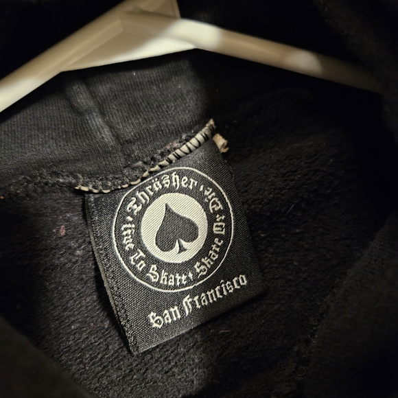 Thrasher Y2k Black Hoodie Flames and Welding Sparks Men's Size Medium - Picture 4 of 9